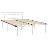 Bed Frame White Powder-coated metal, plywood 140x200 cm Durable 324830
