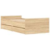 Bed Frame with Drawers without Mattress Sonoma Oak 100x200 cm 3207366