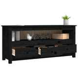 TV Cabinet Black 114x35x52 cm Solid Wood Pine 821506