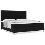 Box Spring Bed with Headboard Black 200 x 200 cm Fabric 3339646
