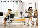 Draughtsman Chair, Mesh Drafting Chair, Ergonomic Office Chair with Flip-up Armrest, Adjustable Foot T3398P344546