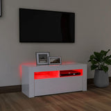 TV Cabinet with LED Lights High Gloss White 90x35x40 cm 804325