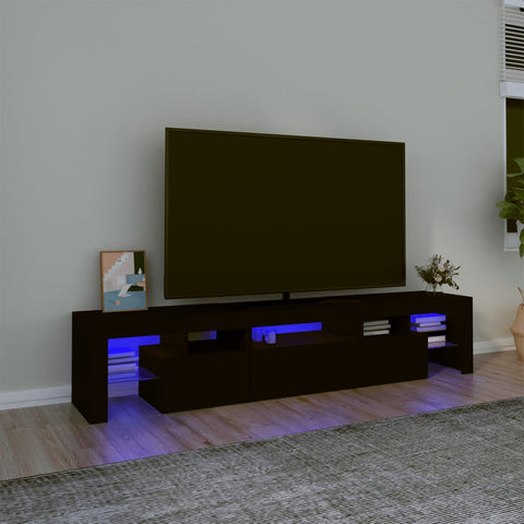 TV Cabinet with LED Lights Black 200x36.5x40 cm 3152811