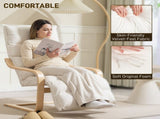 Curved Wooden Accent Chair, with Adjustable Footrest - Cream White T3398P344220