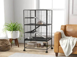 Rolling Chinchilla Cage, Small Animal Cage for Ferrets w/ Three Doors, Storage, Shelf, Tray Tray, T3398P350097