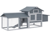 Small Chicken Coop with Run Hen House Poultry Coops Cages Nesting Box Grey 150.5 x 54 x 87cm T3398P350034