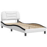 Bed Frame with LED without Mattress "Hvar" White and Black 90x200 cm 3213912