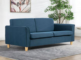 Compact Loveseat Sofa, Modern 2 Seater Sofa for Living Room with Wood Legs and Armrests, Blue T3398P378084