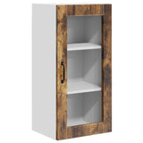 Wall Glass Cabinet LUCCA Smoked Oak 40 x 31 x 80 cm 884995
