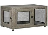 2-in-1 Dog Cage & Side Table, with Two Doors, Cushion, for Large Dogs T3398P425262