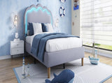 Upholstered Bed, 3ft 90x190cm Single Bed with LED, Bed Frame with Wooden Slats and Adjustable Height N601P288476G