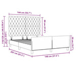 ZNTS Bed Frame Light Grey 140x200 cm Velvet 3344879