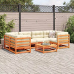 ZNTS 7 Piece Garden Sofa Set Wax Brown Solid Wood Pine 3299309