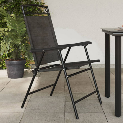 Folding Garden Chairs 8 pcs Melange Grey Steel and Textilene 3157294