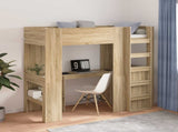 Loft Bed Frame with Desk Sonoma Oak 75 x 190 cm Engineered Wood 3410429