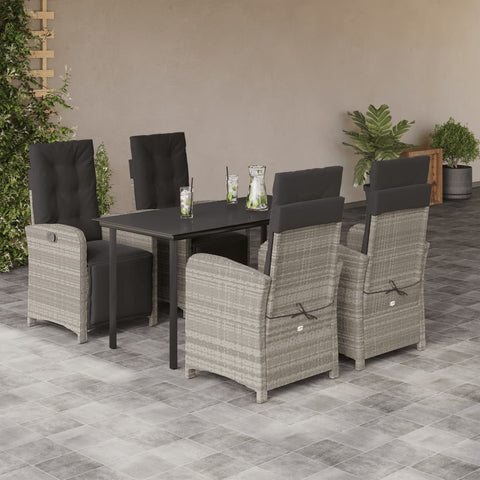 ZNTS 5 Piece Garden Dining Set with Cushions Light Grey Poly Rattan 3212607