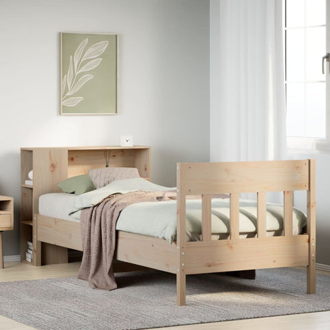 ZNTS Bookcase Bed without Mattress 100x200cm Solid Wood Pine 3323197