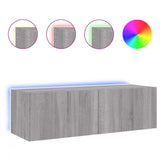 TV Wall Cabinet with LED Lights Grey Sonoma 100x35x31 cm 837300