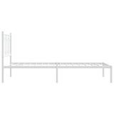 Metal Bed Frame without Mattress with Headboard White 100x190cm 376171