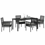 Garden Dining Set with Cushion 5 pcs Black Poly rattan 3379866