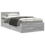 Bed Frame with Headboard without Mattress Grey Sonoma 75x190 cm Small Single 3295623