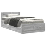 Bed Frame with Headboard without Mattress Grey Sonoma 90x190 cm Single 3295616