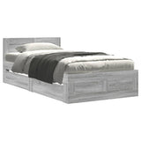 Bed Frame with Headboard without Mattress Grey Sonoma 90x190 cm Single 3295616