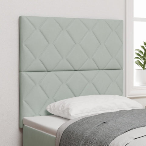 ZNTS LED Headboard with Diamond Blocks Design, Light Grey, 90 cm Velvet 3338495