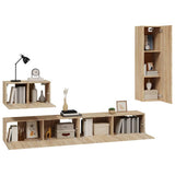 4 Piece TV Cabinet Set Sonoma Oak Engineered Wood 3114328