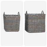 Planter Basket with Storage 2 pcs Grey Lacak Rattan 42020969