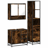 3 Piece Bathroom Furniture Set Smoked Oak Engineered Wood 3301167