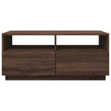 ZNTS Coffee Table with LED Lights Brown Oak 90x49x40 cm 839839