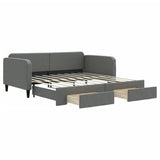 Daybed with Trundle&Drawers without Mattress Dark Grey 90x190 cm Single 3196890