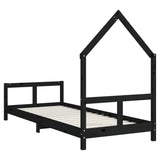 Kids Bed Frame Black 80x200 cm Solid Wood Pine 834566