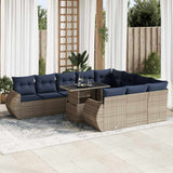 11 Piece Garden Sofa Set with Cushions Grey Poly Rattan Acacia 3326712