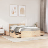 Bed with Drawers and Mattress 120x200 cm Solid Wood Pine 3281901