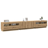 TV Cabinet with LED Lights Artisan Oak 260x35x40 cm Engineered Wood 3329168