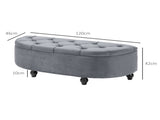 Velvet-Feel Half Circle Storage Ottoman - Dark Grey T3398P328272