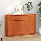 Sideboard Wax Brown 110 x 34 x 75 cm Solid Pine Wood 869889