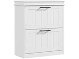 Two-Drawer Minimalistic Shoe Storage Cabinet, for 10 Shoes, White T3398P329448
