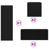 TV Cabinet Set Wall-mounted 6 pcs Black oak 160 x 30 x 30.5 cm 3393430