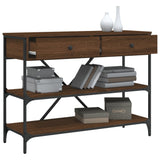 Console Table with Drawers and Shelves Brown Oak Engineered Wood 833407
