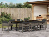 Garden Dining Set 9 pcs Grey Poly Rattan 3380724