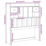 Headboard with Storage White 75 cm Solid Wood Pine 855527