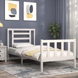 Bed Frame without Mattress White Single Solid Wood Pine 3192847