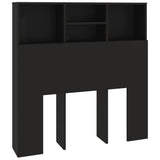 Headboard Cabinet Black Engineered Wood 100x19x103.5 cm 811845