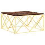 Coffee Table Gold Stainless Steel and Solid Wood Reclaimed 349974