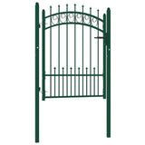 Fence Gate with Spikes Steel 100x125 cm Green 146384