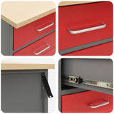 Work Cabinet with Drawer 3 pcs Red and Grey 150 x 55 x 85 cm 3321371