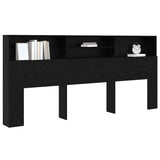 Headboard Cabinet Black Oak 220 x 19 x 101.5 cm Engineered Wood 879449